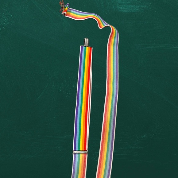 Rainbow Suspenders Adjustable Girls Boys Multicolored Elastic Metal Clips - Picture 3 of 3